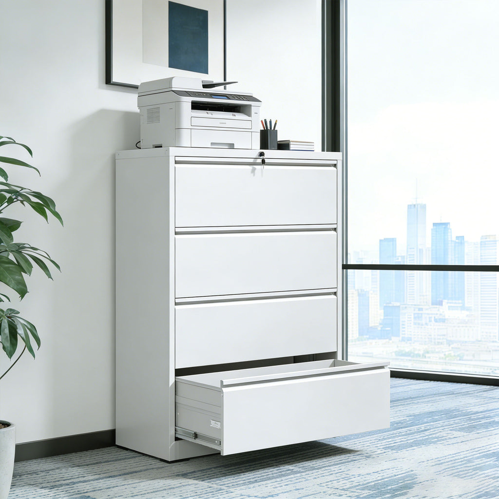 Lateral File Cabinet, Locking Heavy Duty, Anti-Tip Safety Interlock, Vertical Storage For Letter/Legal/A4 Files