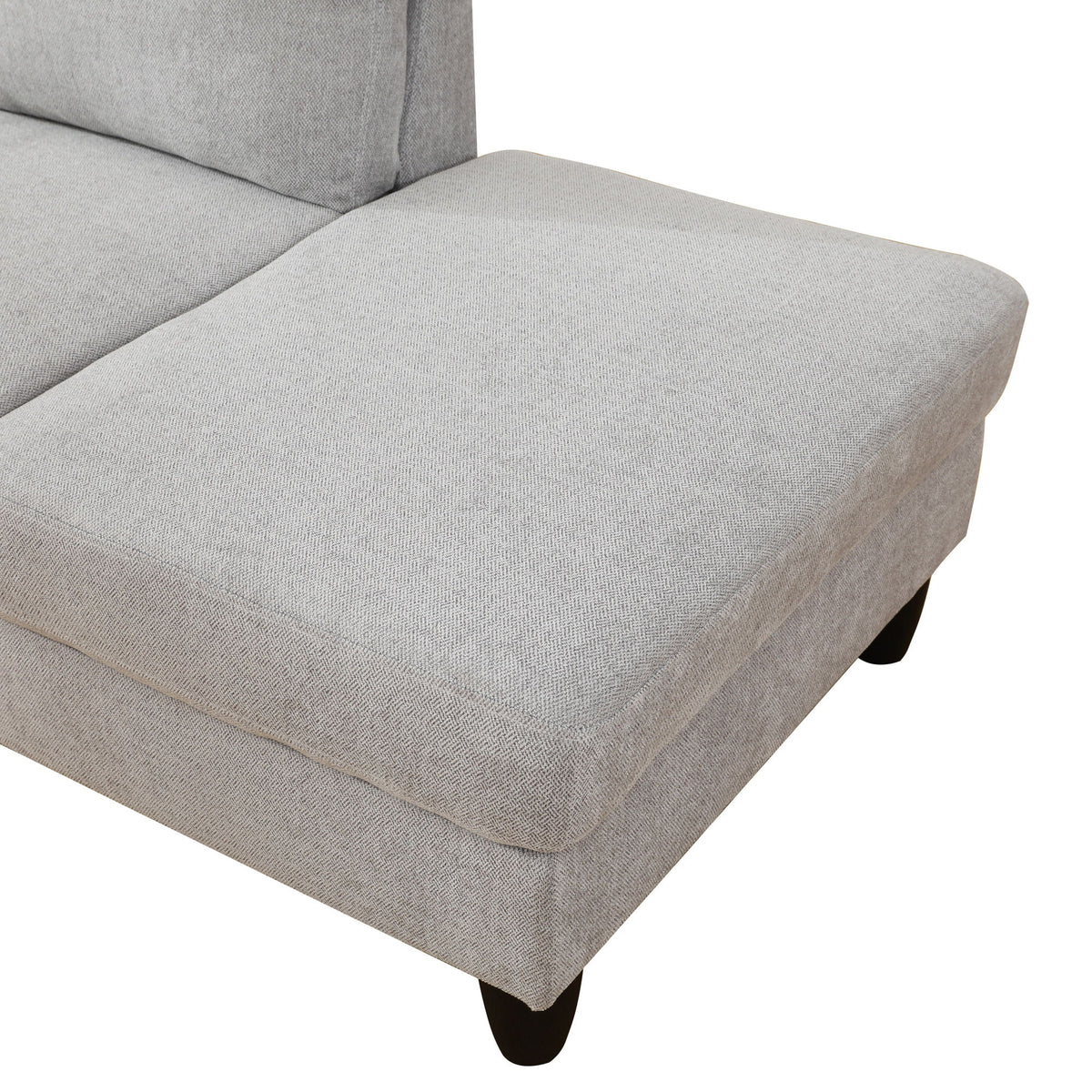 2 Piece L - Shaped Left Chaise Sectional Sofa With Ottoman, Living Room Furniture - White / Gray