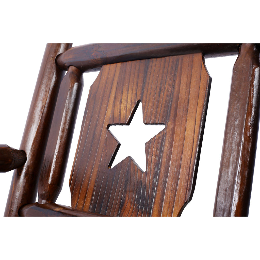 Rustic Outdoor Wood Rocking Bench Double Rocking Chair For 2 Persons With Curved Seat, Porch Rocker - Brown