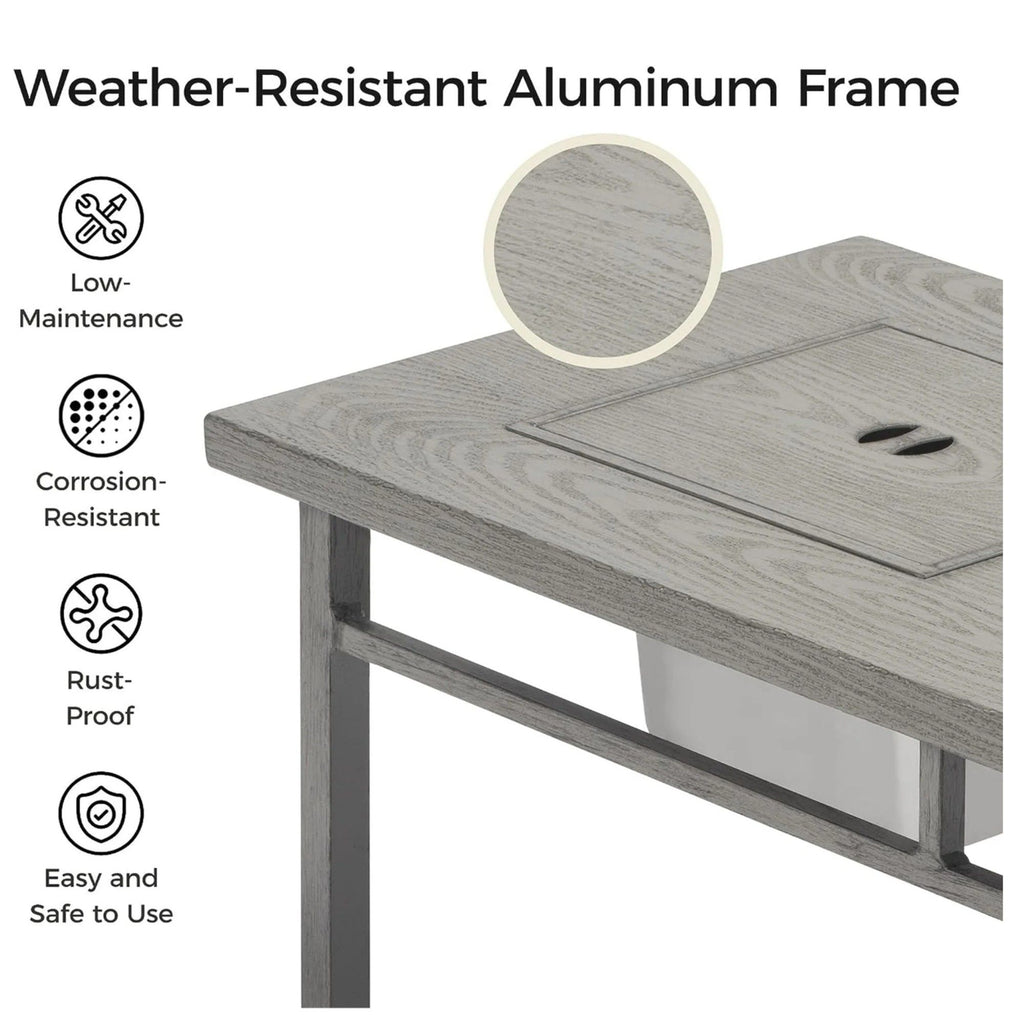 3 In 1 Outdoor Propane Fire Pit Table 50, 000 BTU With Ice Bucket