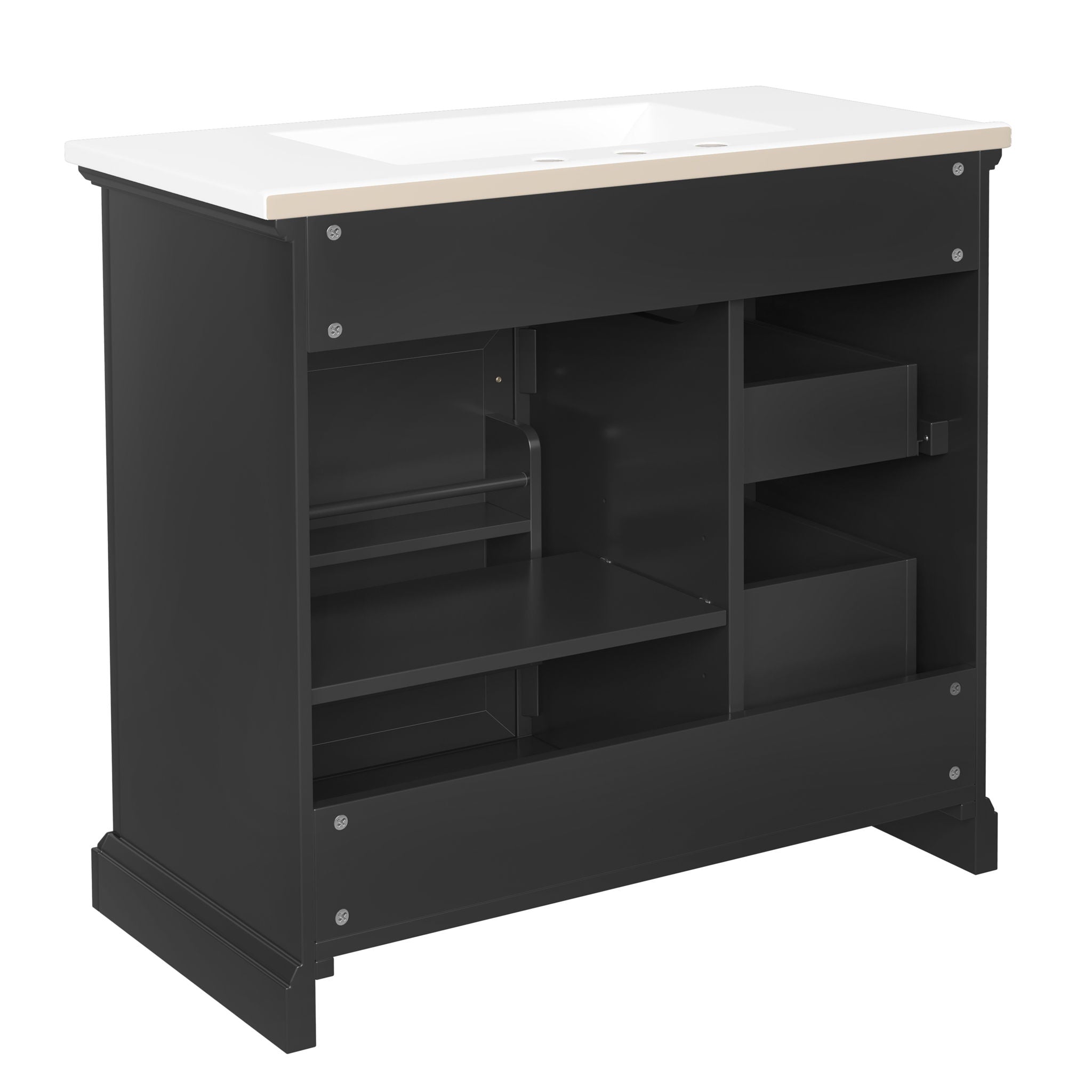 Modern Bathroom Vanity With Sink Top, 4 Drawers And 1 Soft-Close Door