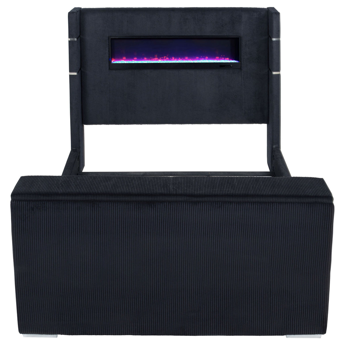 Judah - Eastern King Wingback TV Bed With Motorized Lift And Flame Visualizer - Black