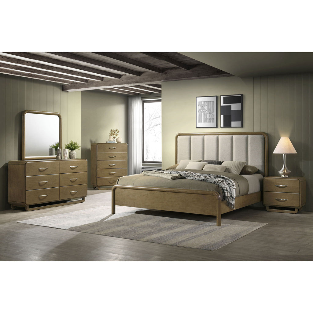Bernardo - 6 Drawer Dresser And Mirror With Rounded Corners - Nutmeg Brown