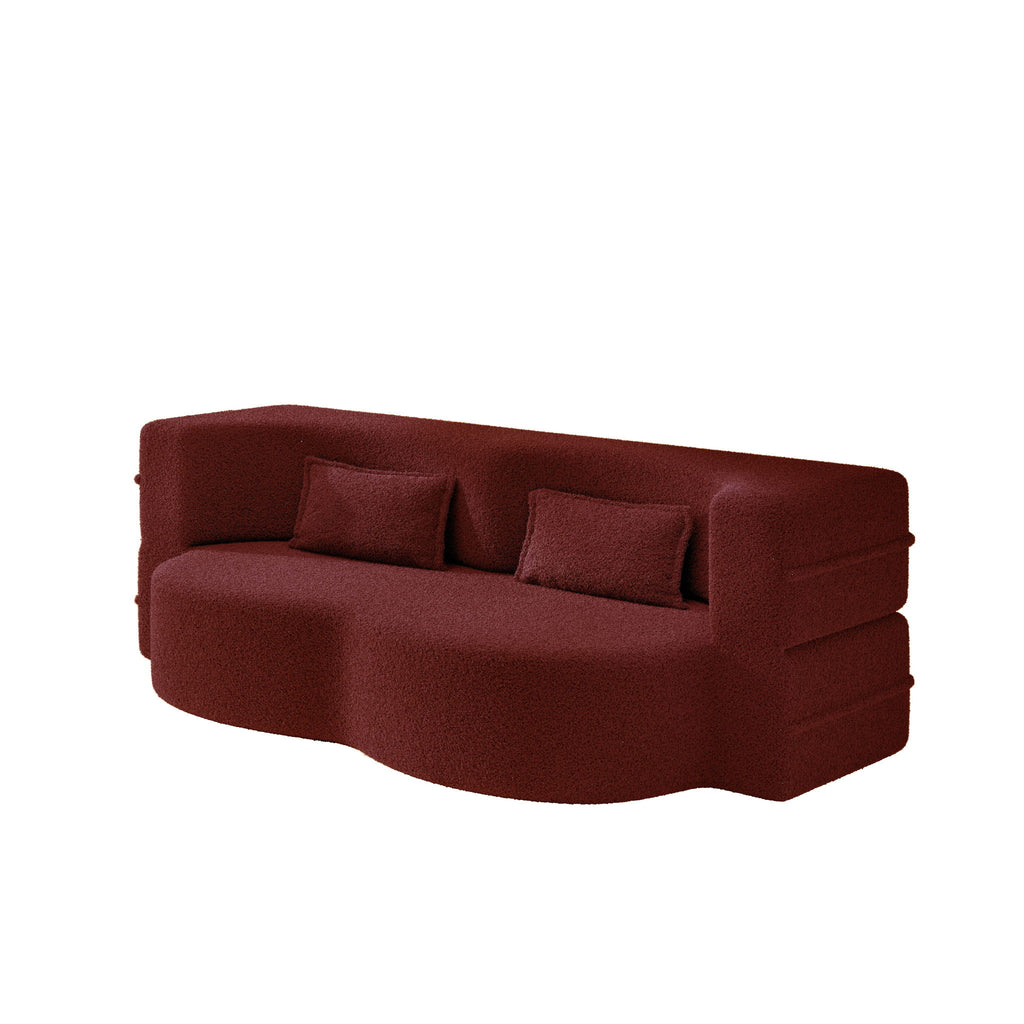 Modern Floor Sleeper Sofa Bed With 2 Pillows, Convertible Twin Size Folding Mattress For Living Room