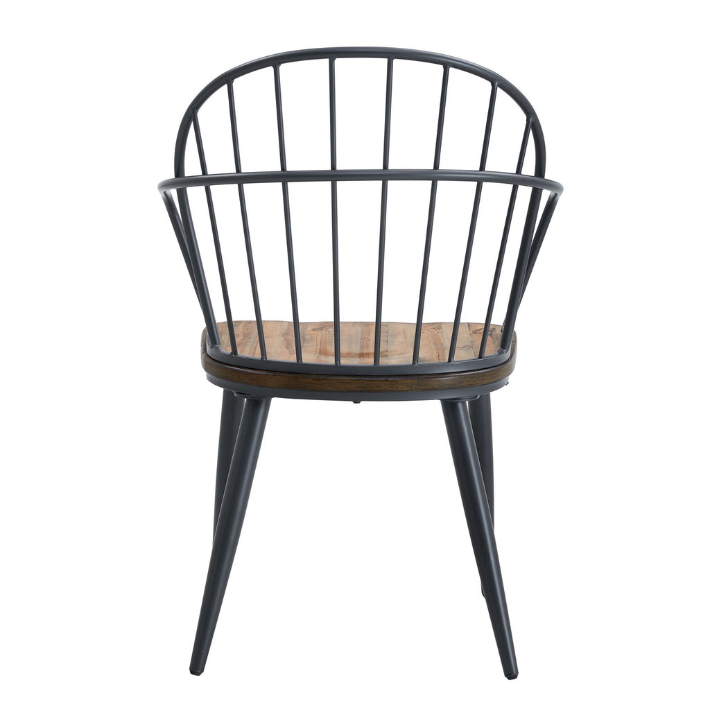 Industrial Inspired Indoor Dining Chair With Metal Legs And Birch (Set of 2) - Black / Natural