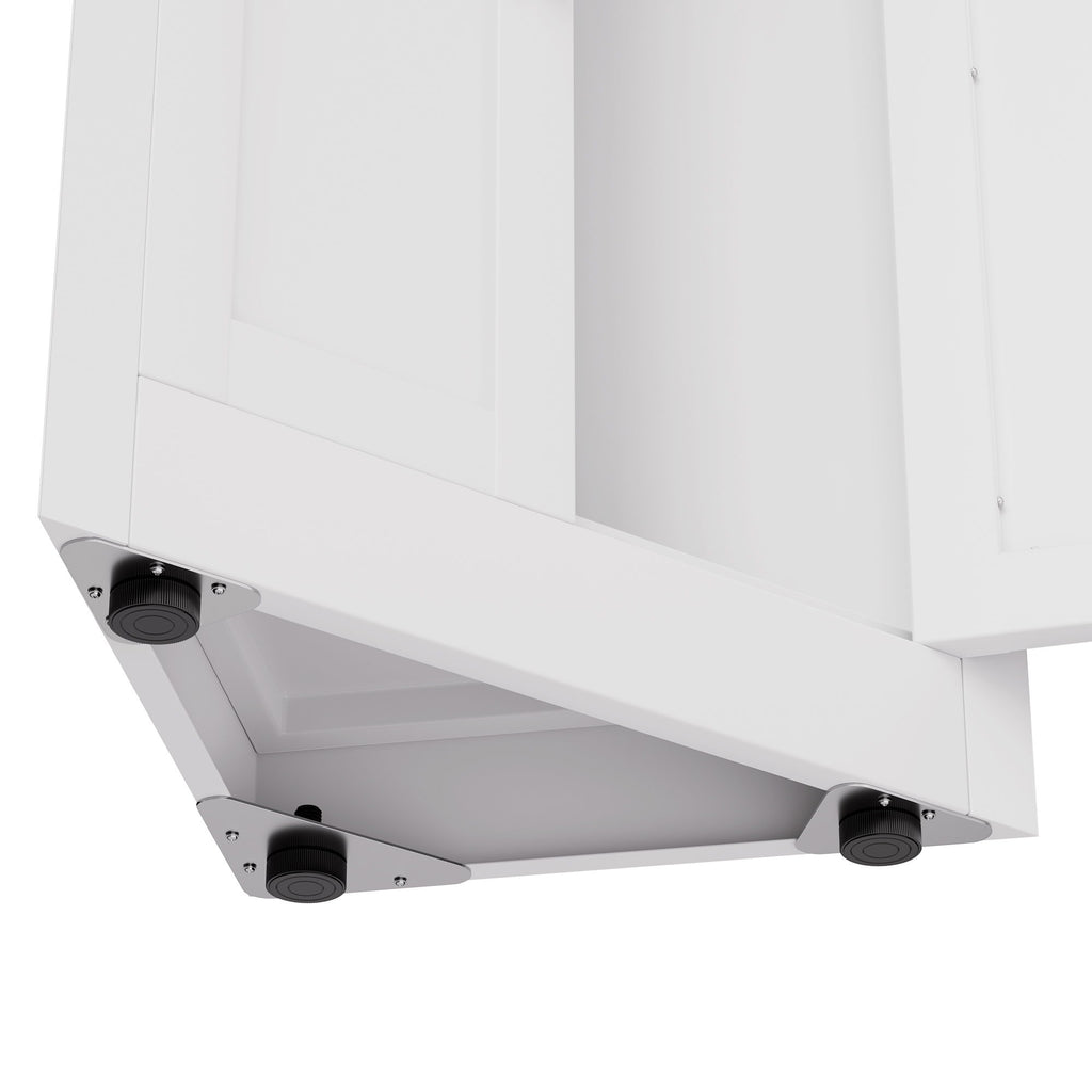 Tall Corner Storage Cabinet With 2 Doors, 5-Tier With Adjustable Shelve, Freestanding - White