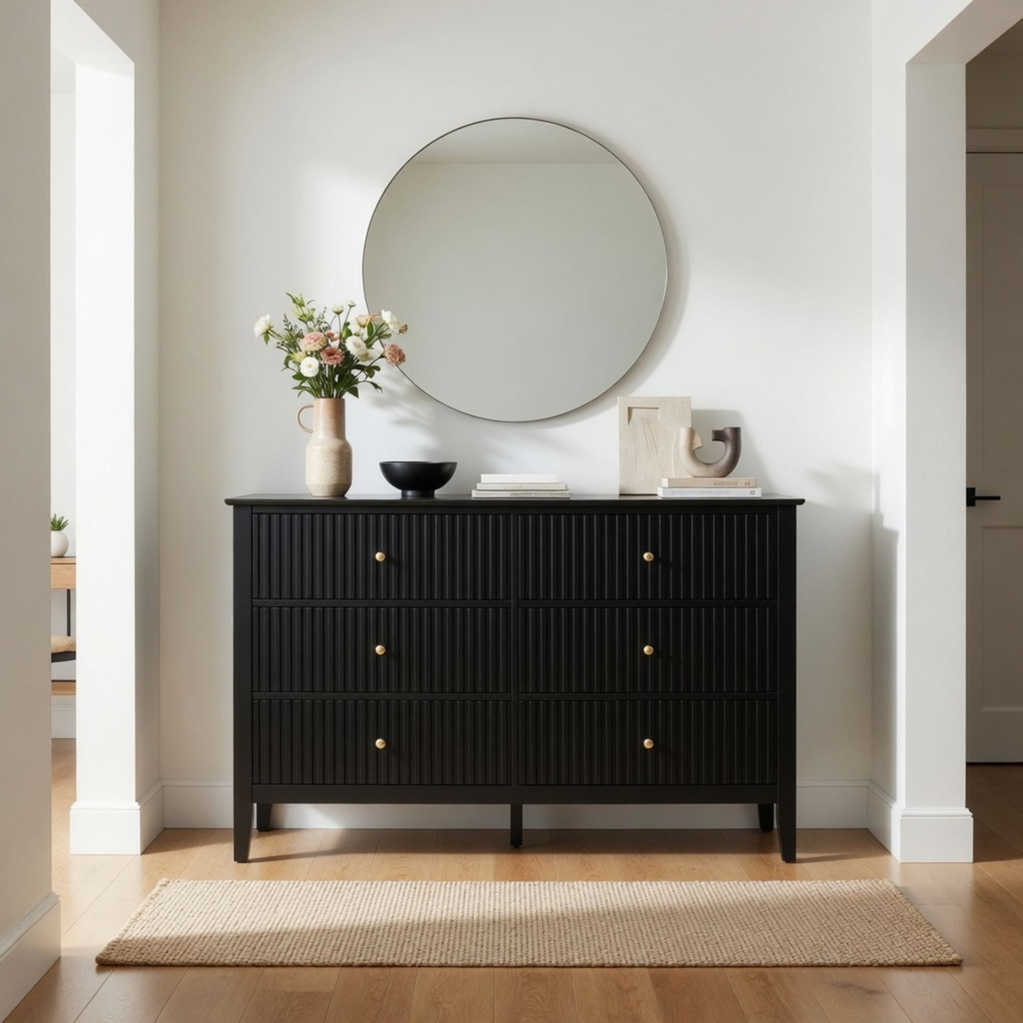 Modern 6 Drawer Fluted Dresser