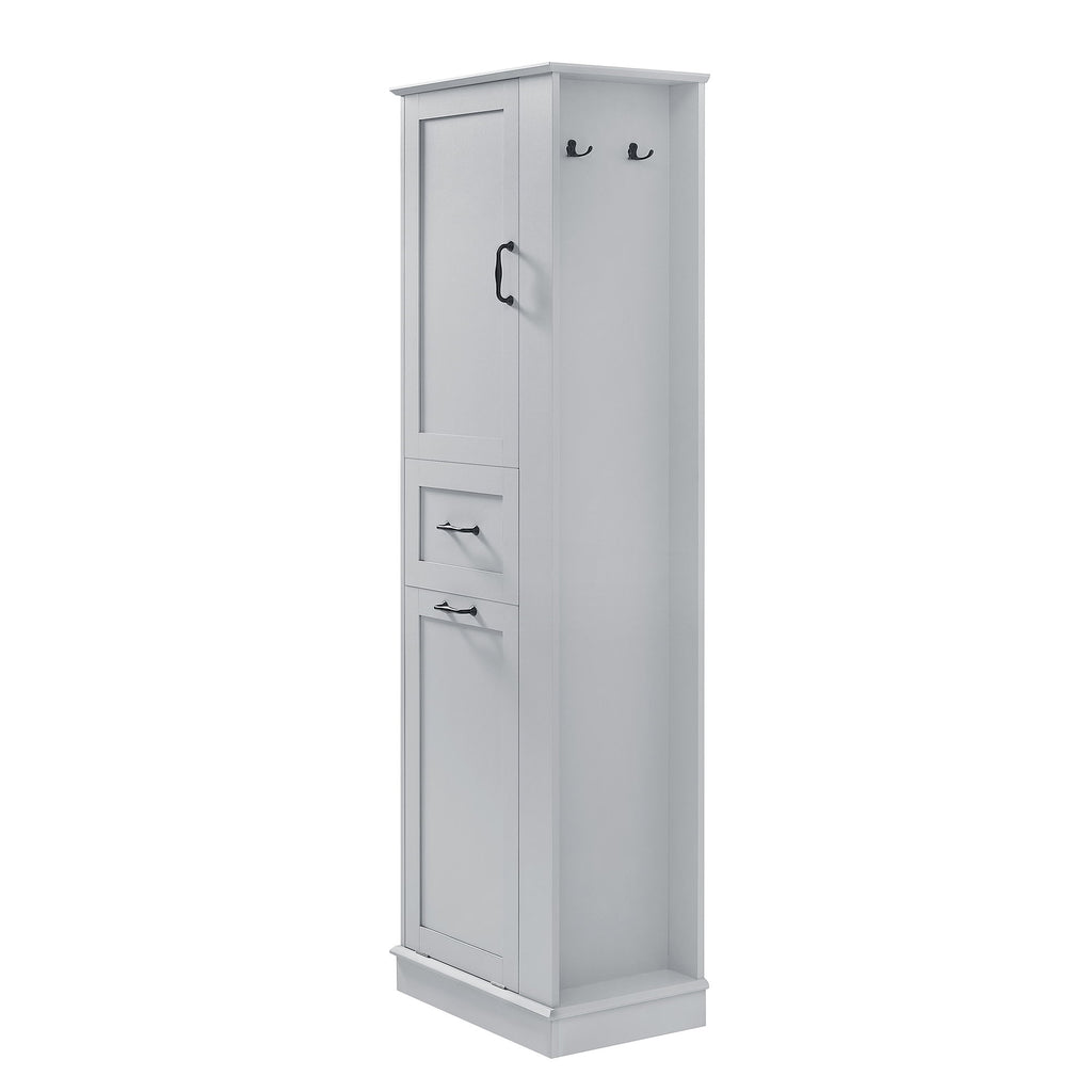 Modern Tall Storage Cabinet With Tilt-Out Compartment, Adjustable Shelves
