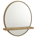 Benson - Round Vanity Wall Mirror With Shelf - Sand