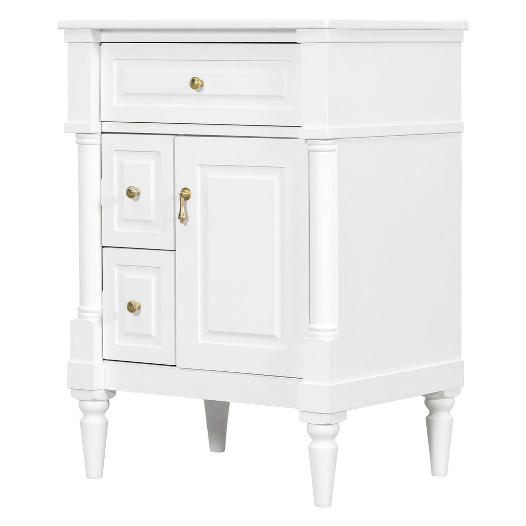 Freestanding Bathroom Vanity With Sink, Adjustable Shelf & Flip Drawer