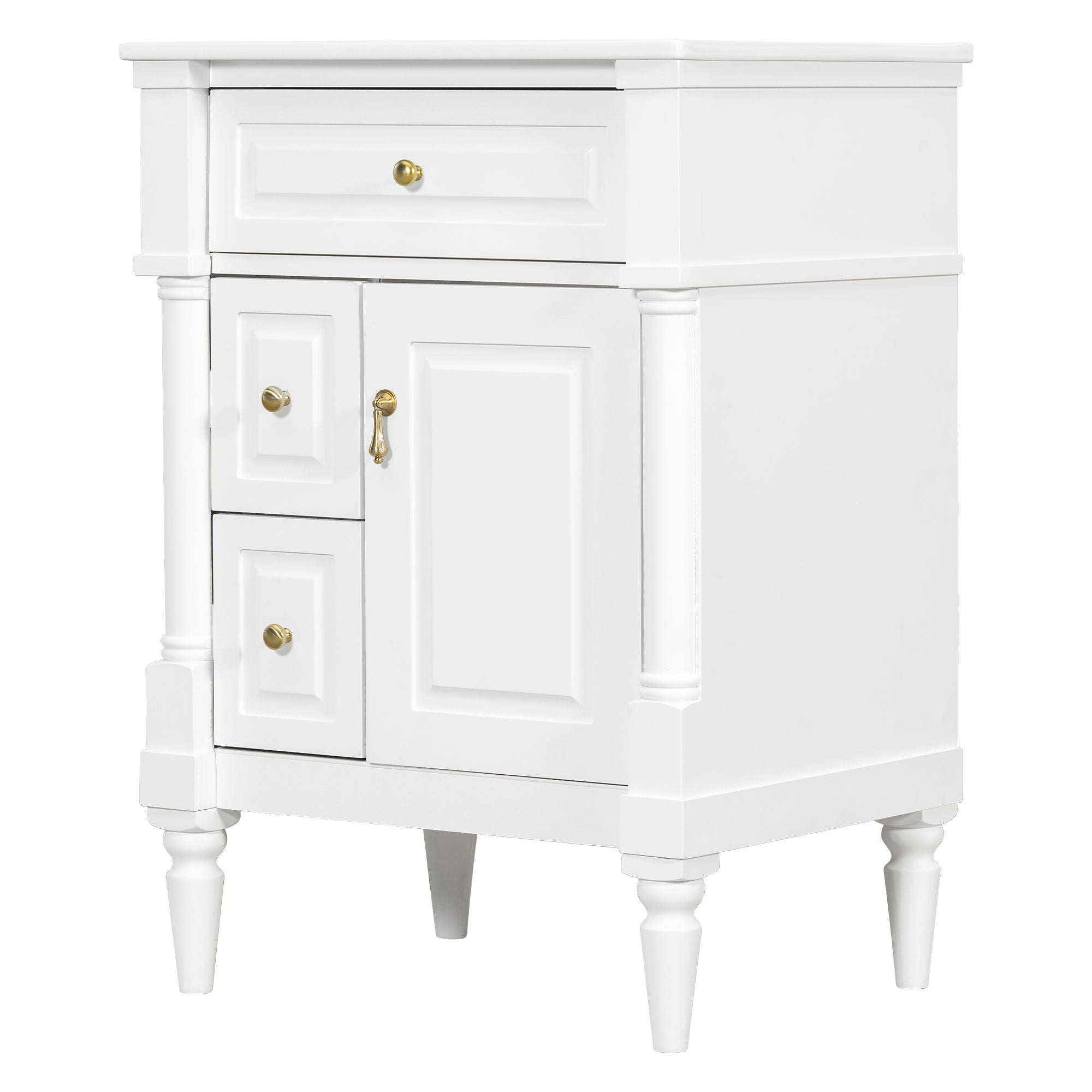 Freestanding Bathroom Vanity With Sink, Adjustable Shelf & Flip Drawer