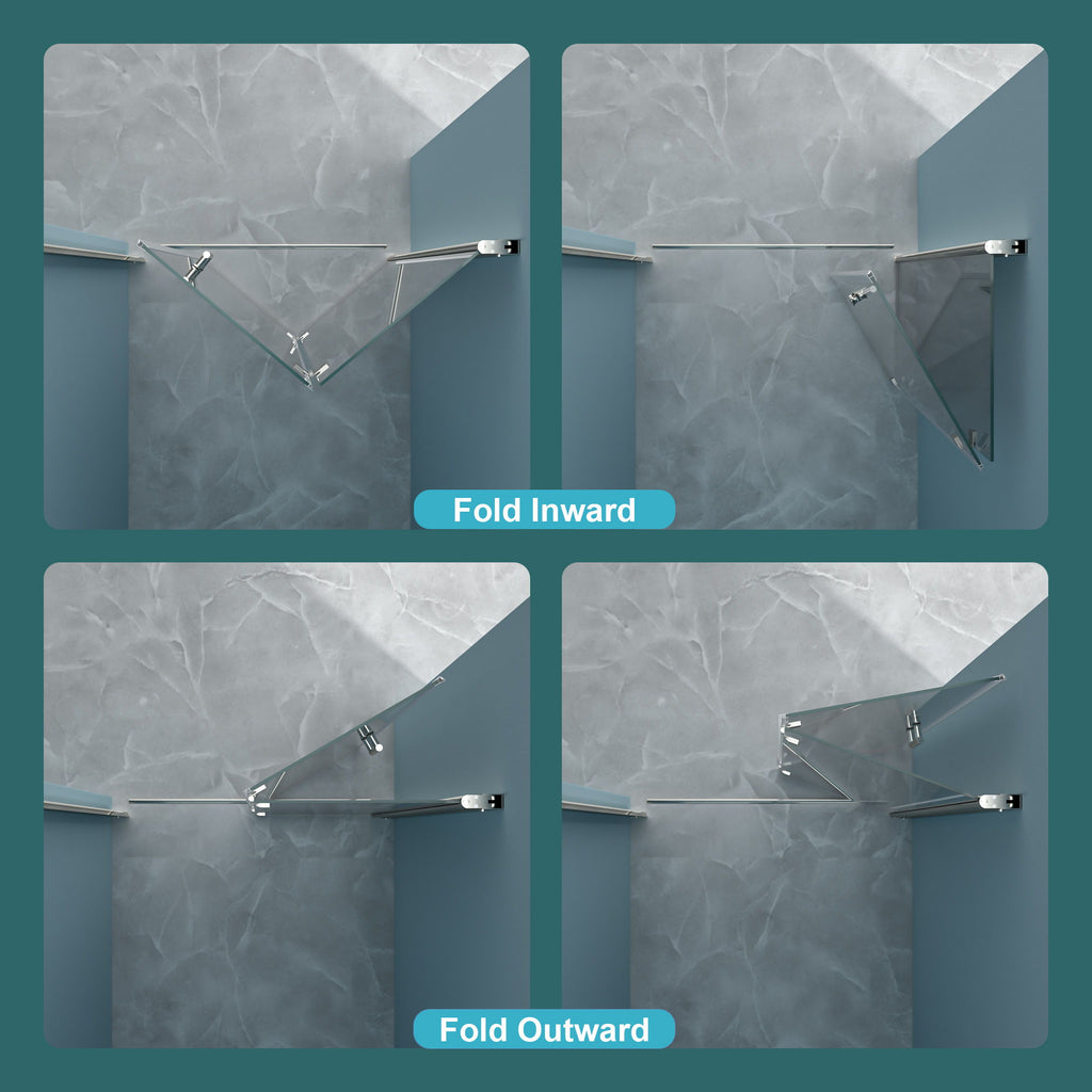 Frameless Bi Fold Shower Door With Tempered Glass - Chrome