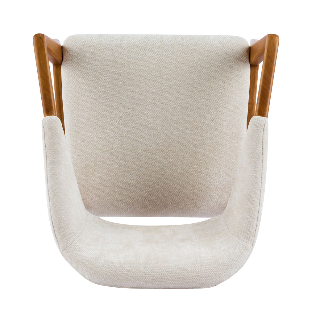 Indoor Upholstered Dining Armchair (Set of 2) - Beige / Teak