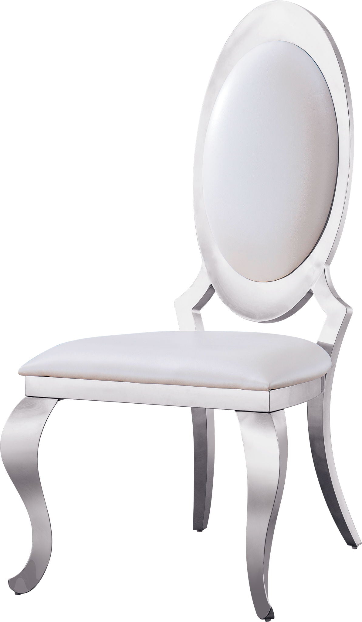 Dining Chair With Oval Backrest, Stainless Steel Legs (Set of 2)