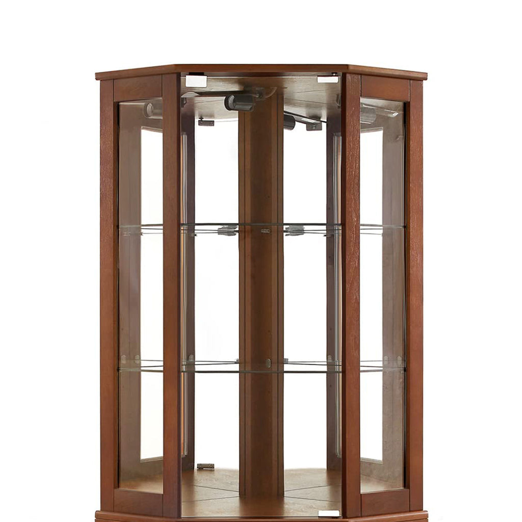 6 Shelf Corner Curio Display Cabinet With Lights, Mirrors And Adjustable Shelves (E26 Light Bulb Not Included)