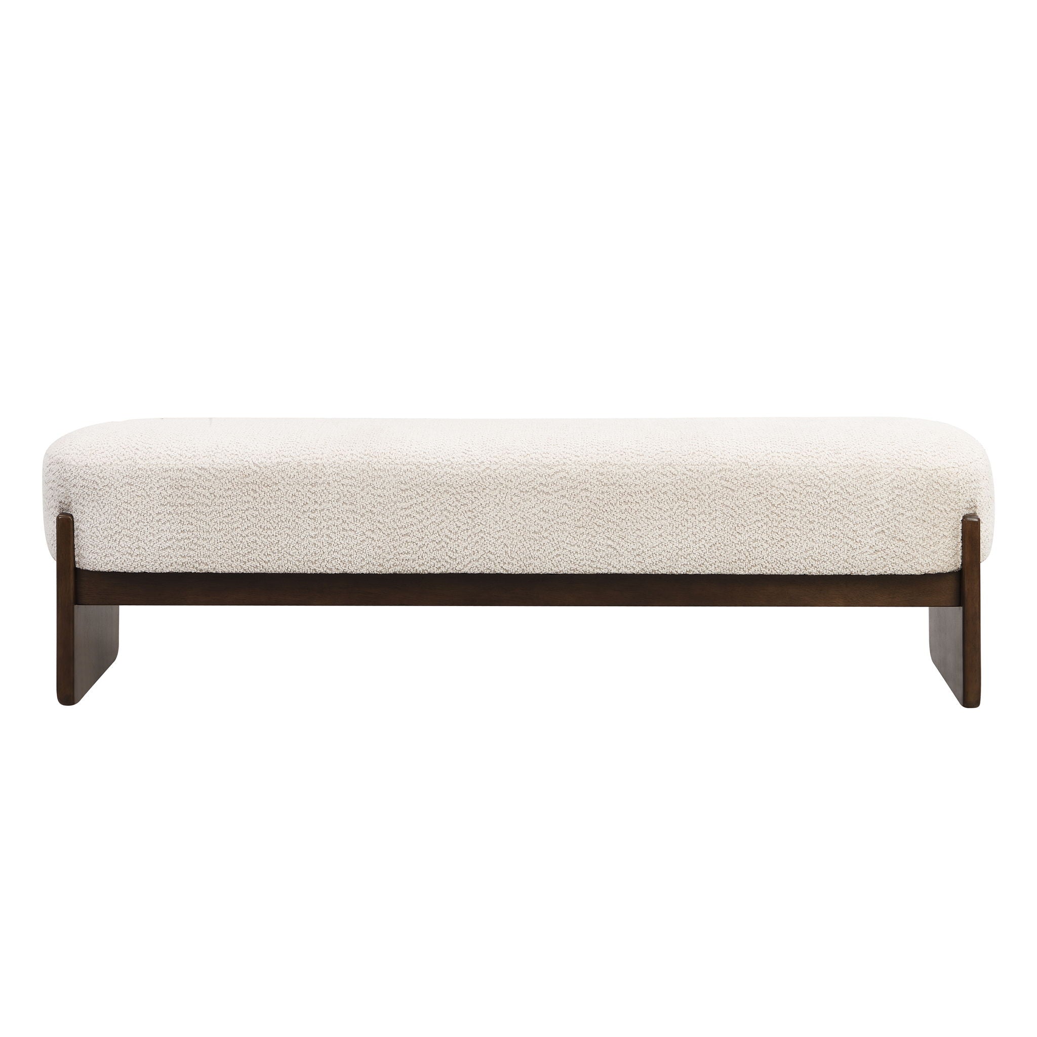Ottoman With Upholstery, Rectangular Design - Beige / Brown