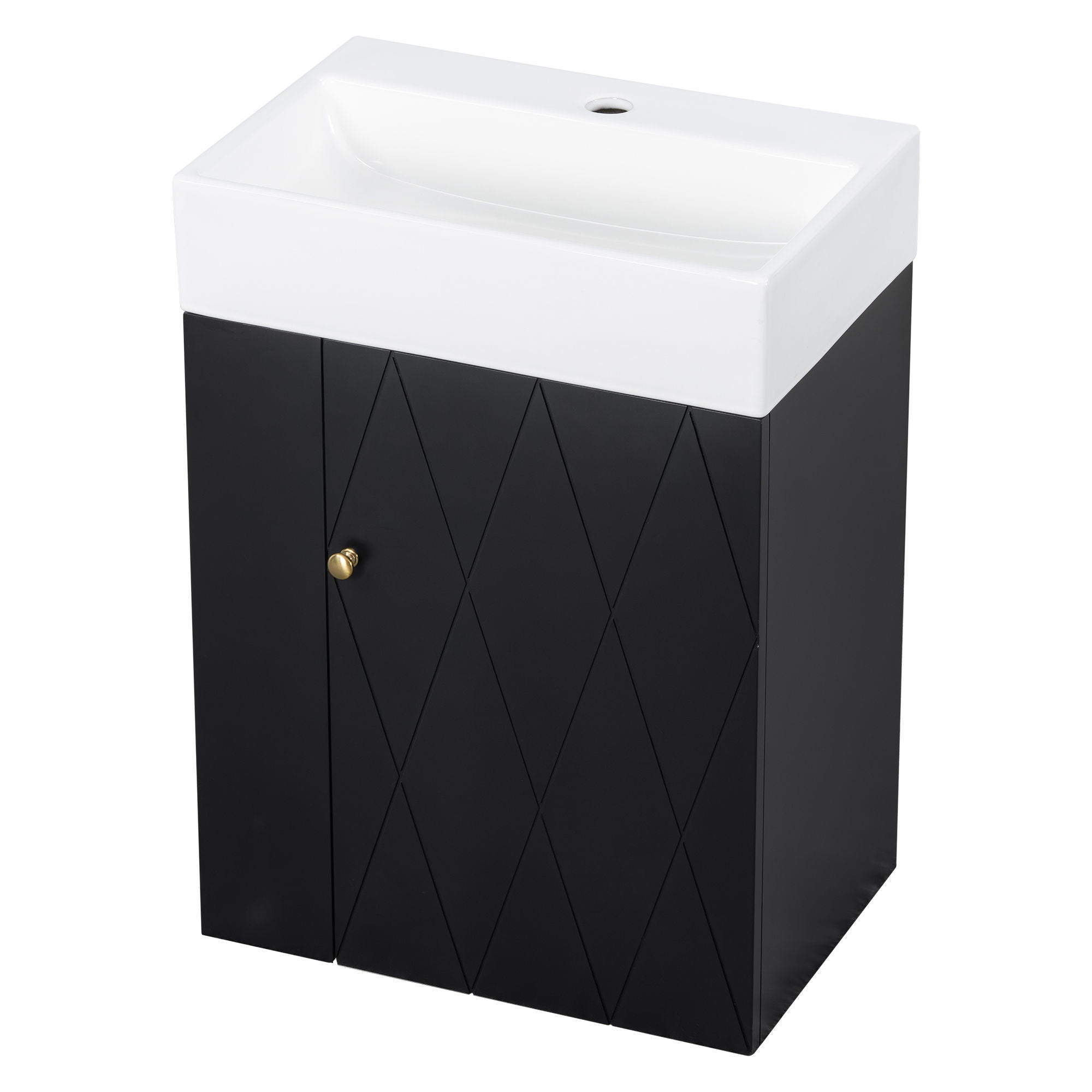 Modern Bathroom Vanity With Sink, Diamond Pattern Doors