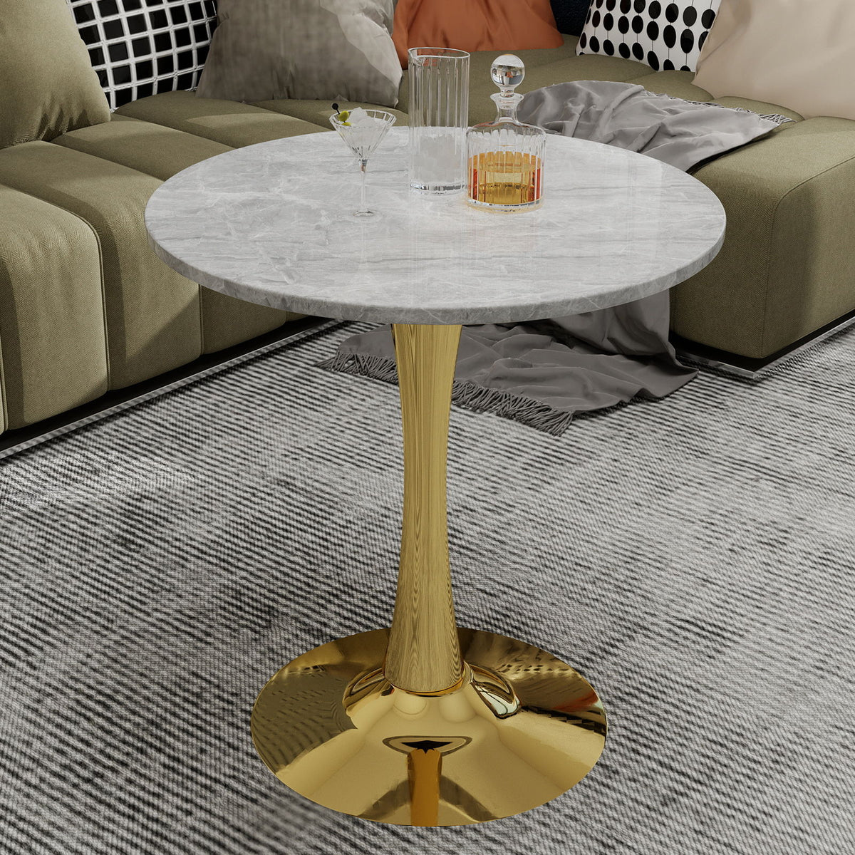 Coffee Table With Round Top For Living Rooms - Golden