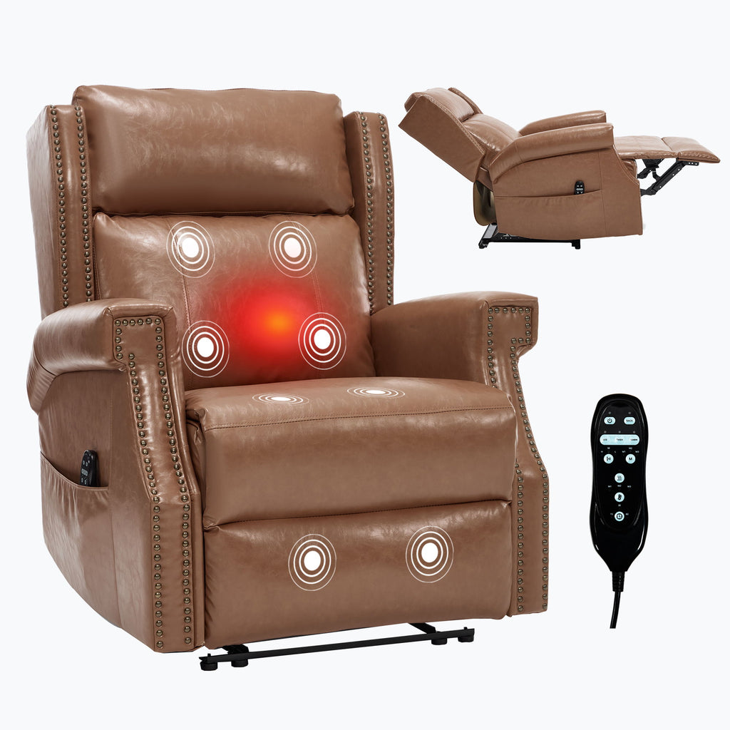 Manual Recliner Chair With Heavy Duty Motion Mechanism, 8 Vibrating Nodes And 3 Massage Modes For Living Room