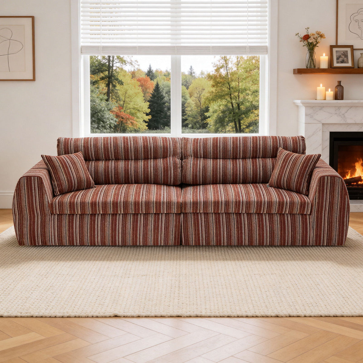 3 Seater, Couch With Throw Pillows For Living Room