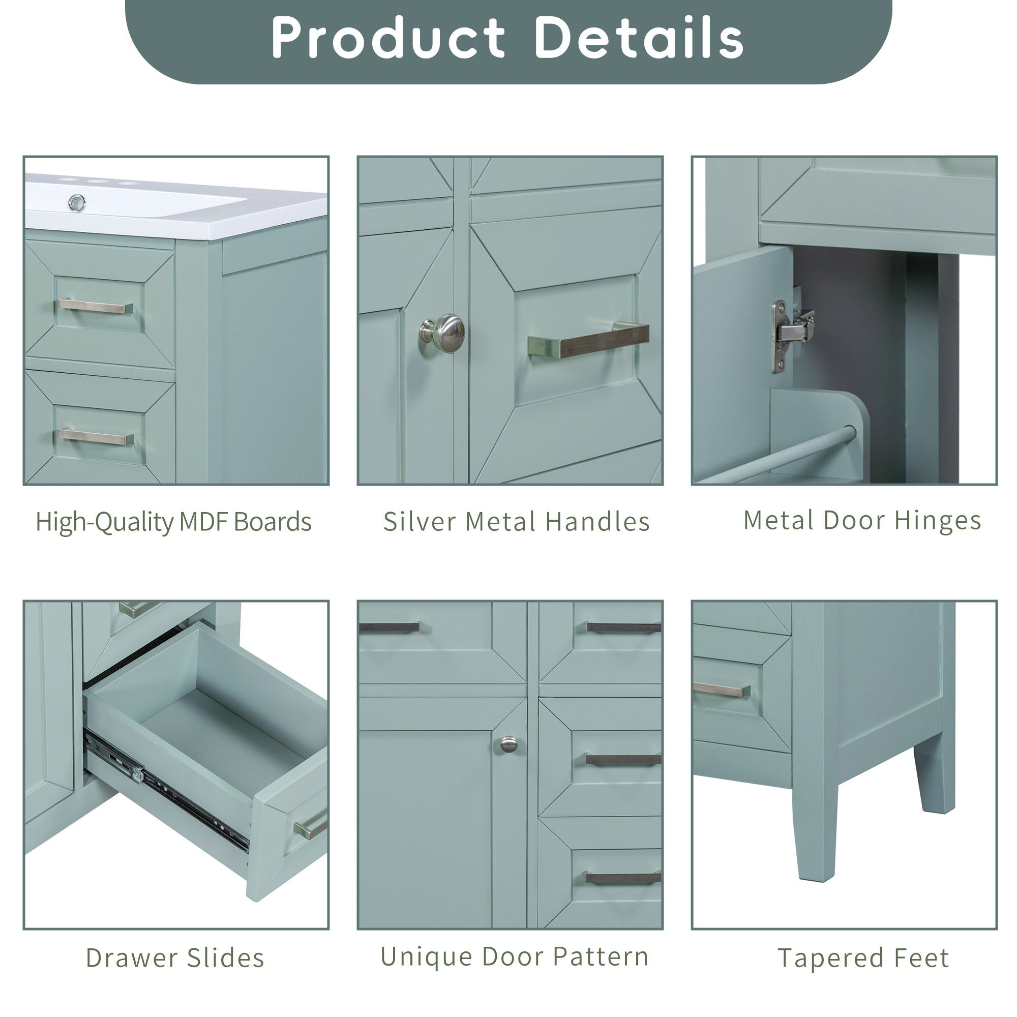 Modern Bathroom Vanity Base Only With Drawers, Freestanding Design