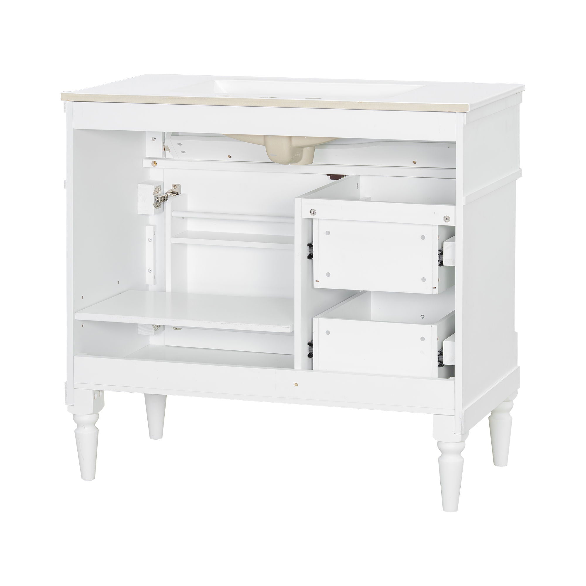 Freestanding Bathroom Vanity With Sink, Adjustable Shelf, Flip Drawer
