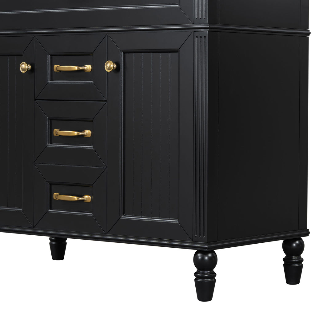Bathroom Vanity With Sink, Flip-Out Top Drawer, Soft Close Doors, 2 Storage Drawers