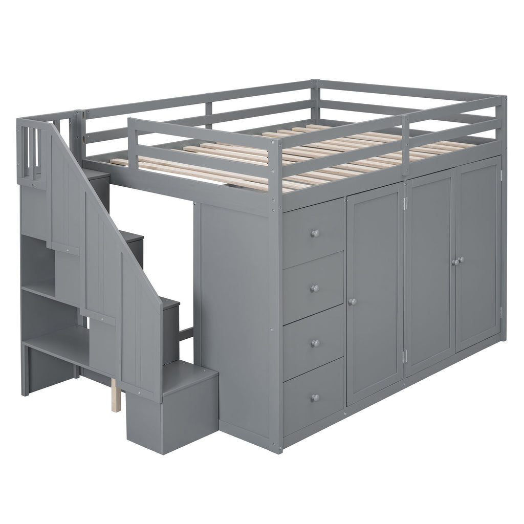 Loft Bed With Built In Wardrobes, Cabinets And Drawers