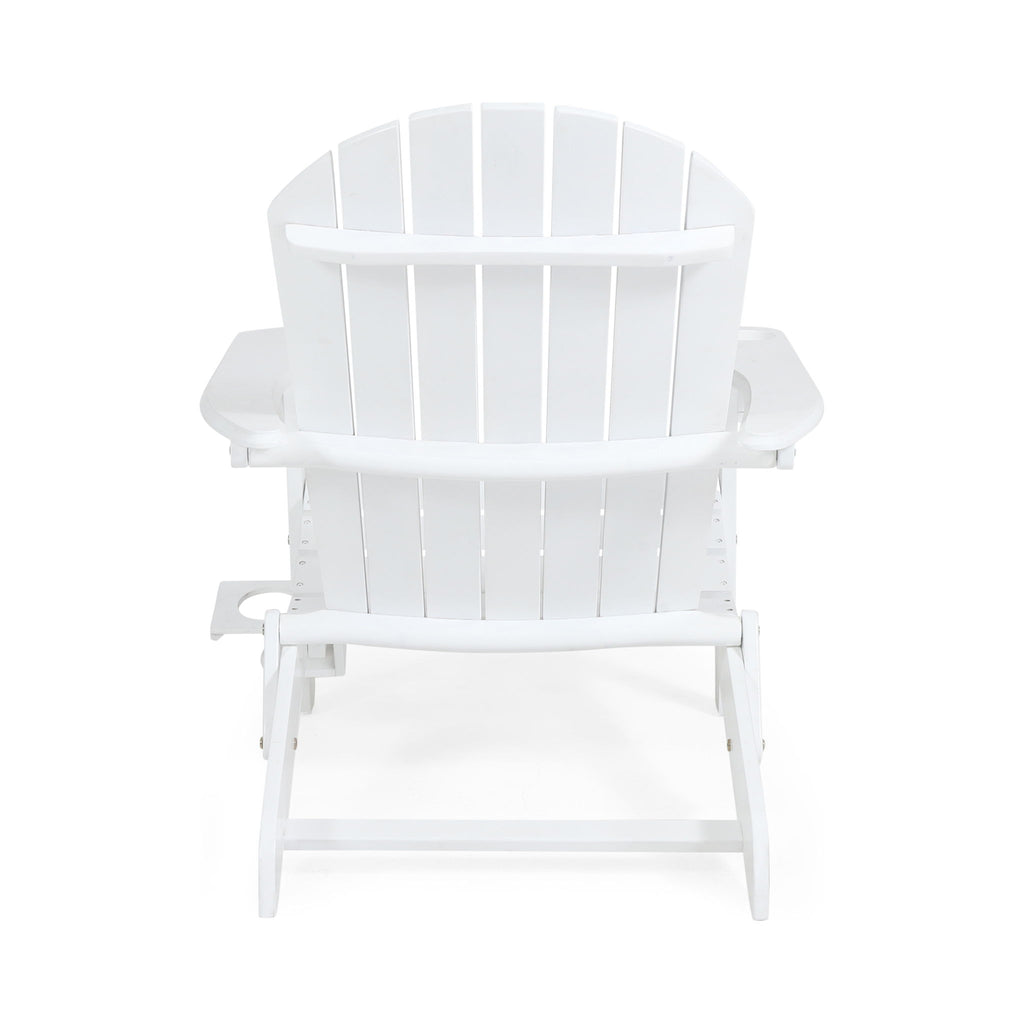 Zenithia - Outdoor Foldable Adirondack Chair With 2 Cup Holders - White