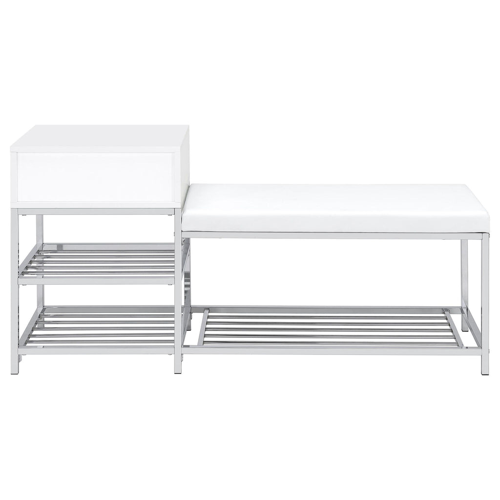 Yesler - 1 Drawer Storage Bench - Glossy White