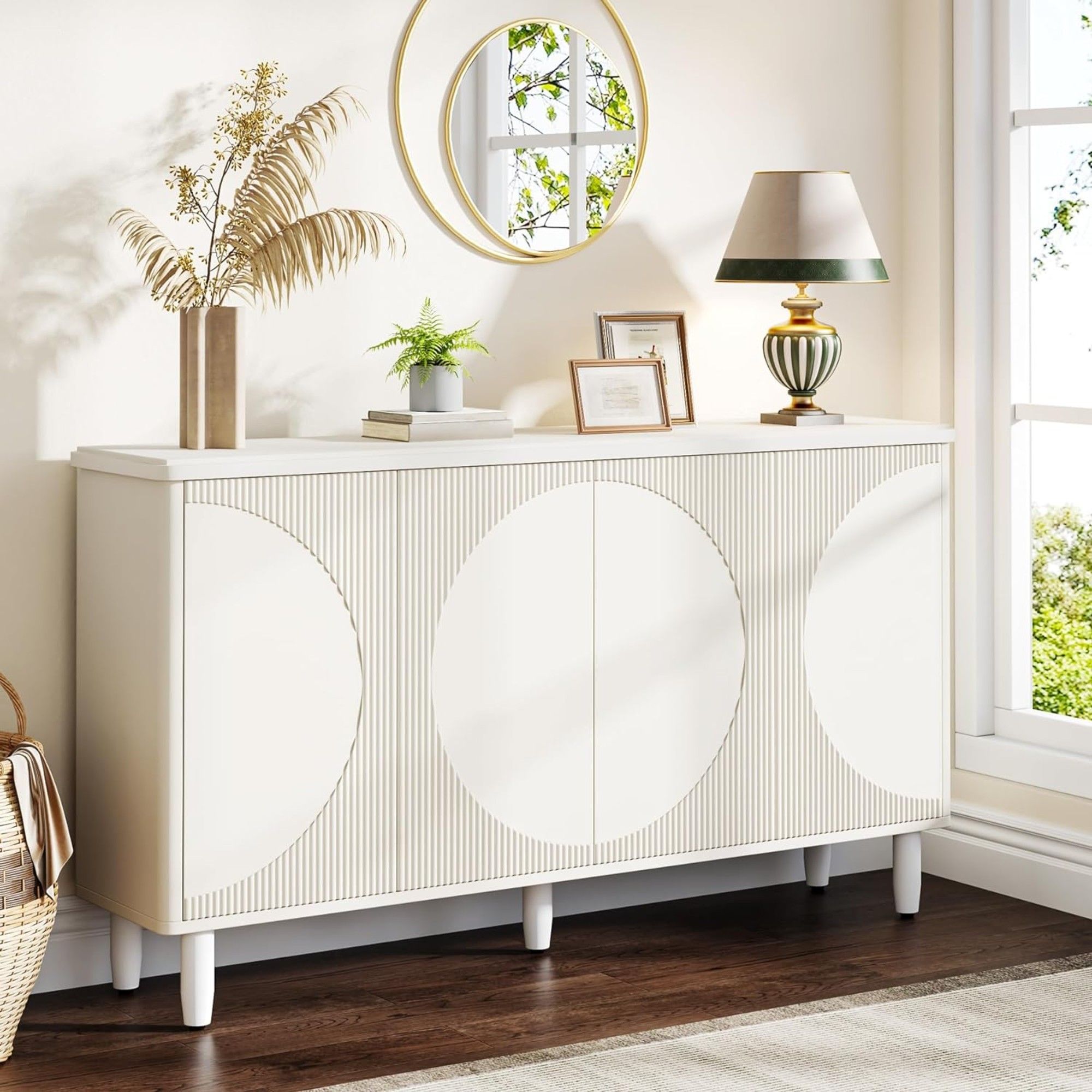 Buffet Sideboard Cabinet With Storage For Dining Room - White