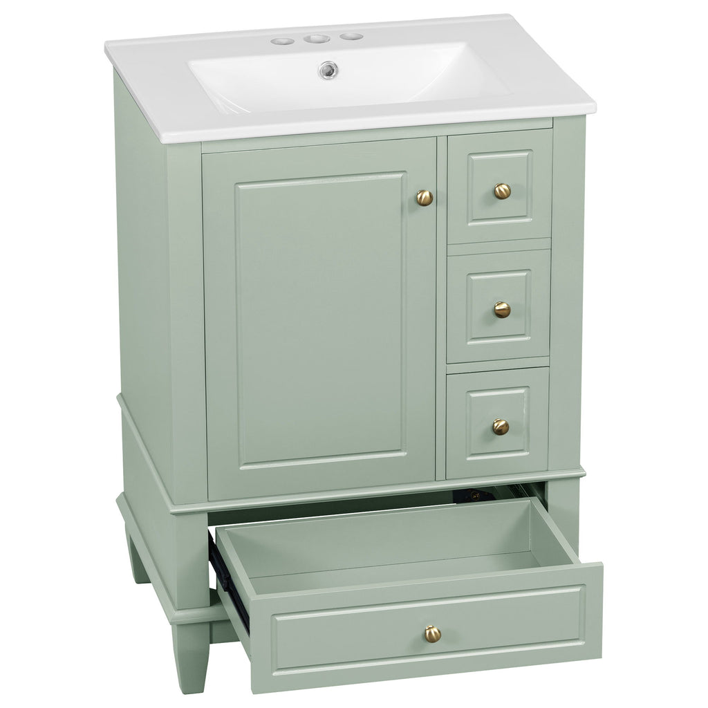 Modern Bathroom Vanity With Sink, Freestanding Cabinet With Drawers And Storage Shelves
