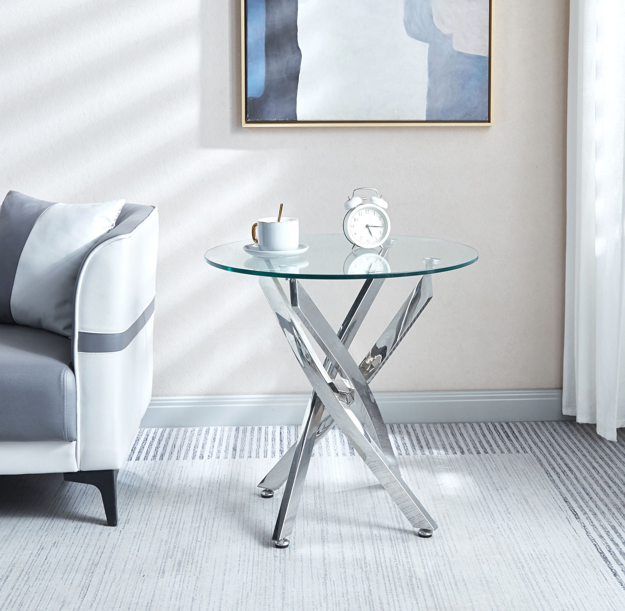 Modern Round Tempered Glass Table With Legs