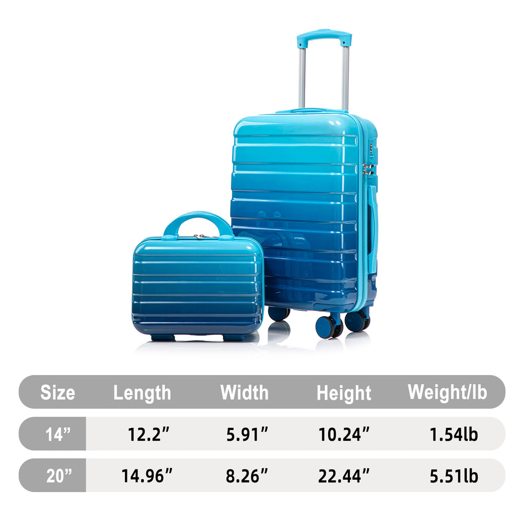 Luggage Set 14" / 20" With Combination Lock And Cosmetic Case