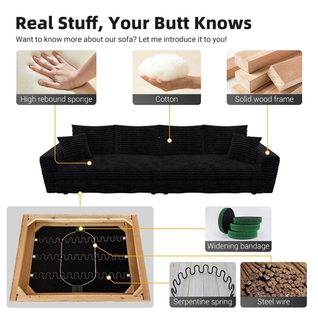 4 Seat Sofa, Modern Comfy Upholstered Sofa Cloud Couch, Deep Seat Couches With Soft Pillows