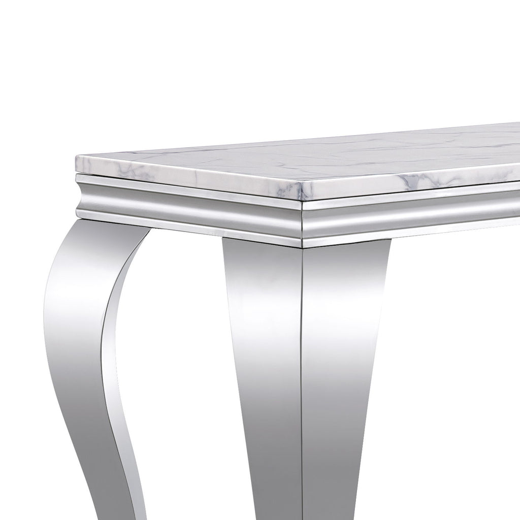 Marble Printed Rectangular Table, Stainless Steel Legs