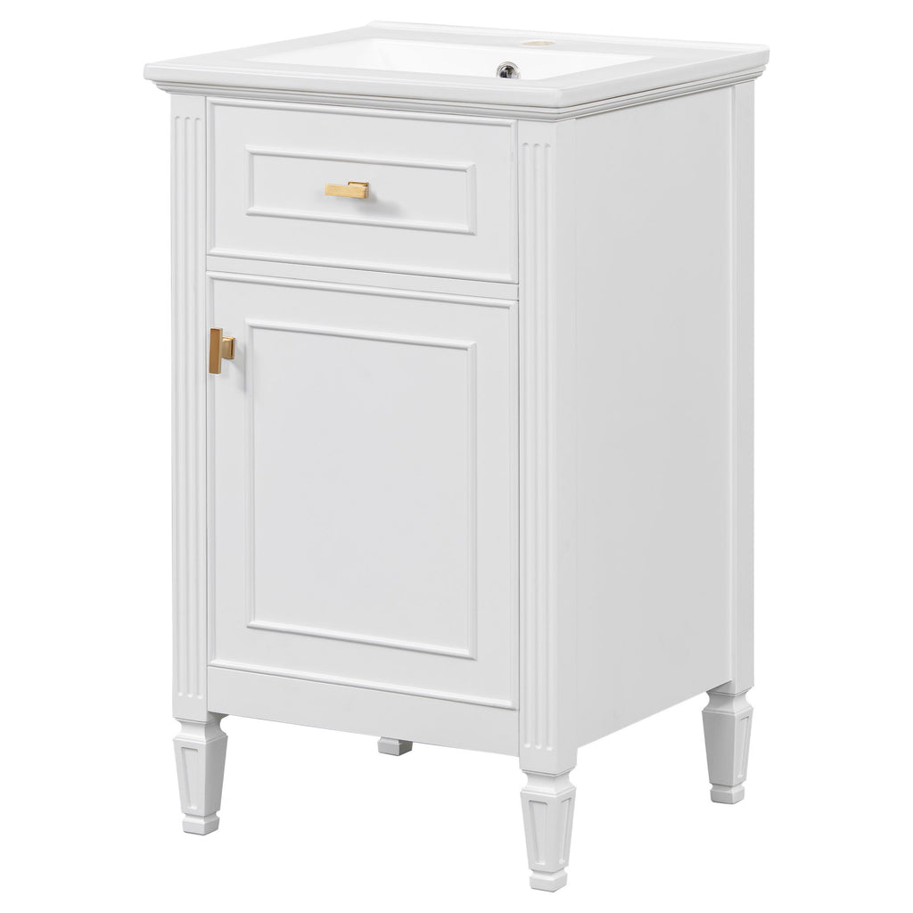 Bathroom Vanity With Sink, Adjustable Shelf, Tilt-Out Drawer
