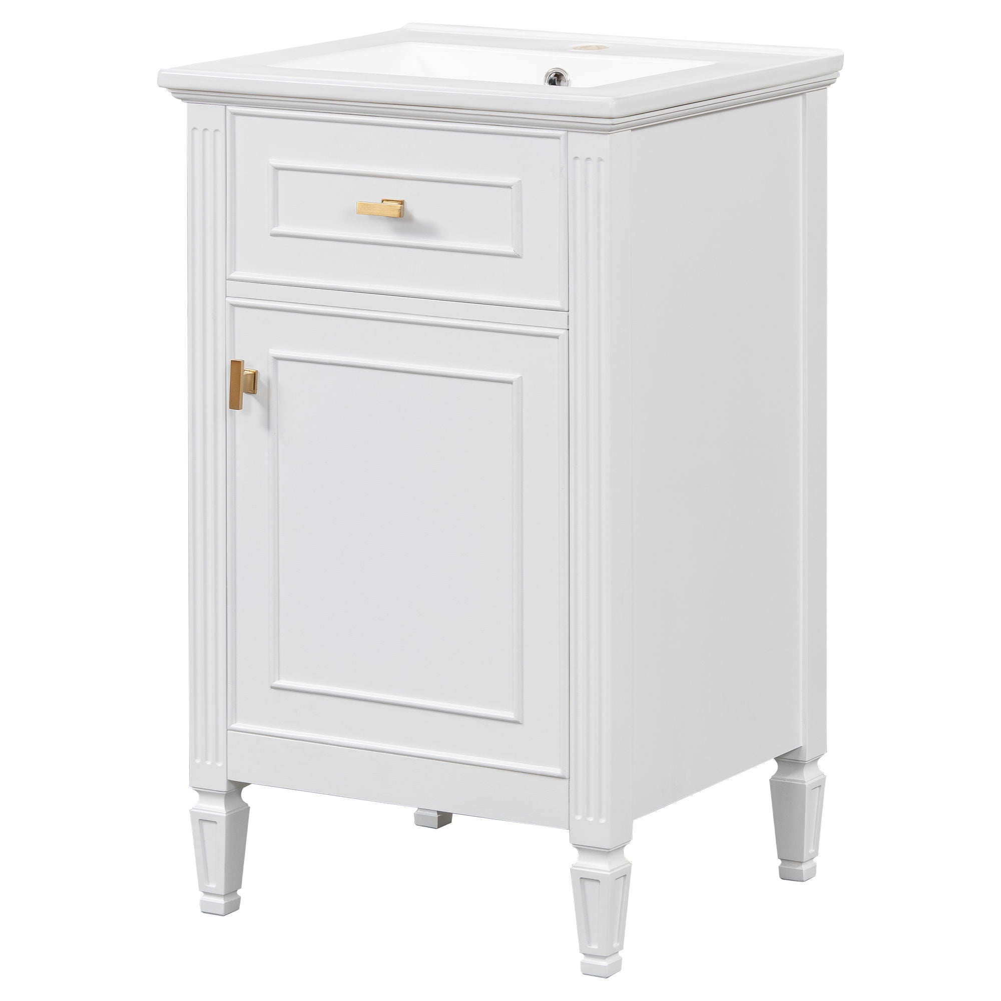 Bathroom Vanity With Sink, Adjustable Shelf, Tilt-Out Drawer