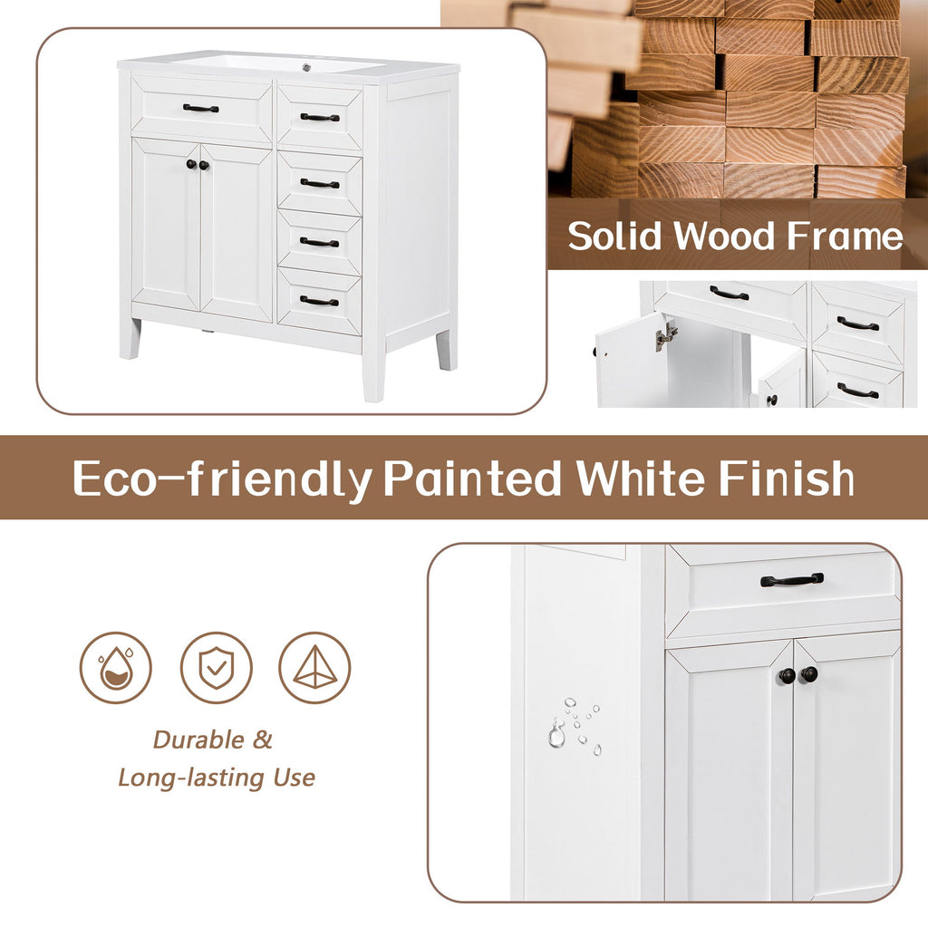 Modern Bathroom Vanity With Sink, Freestanding Design With Drawers And Doors
