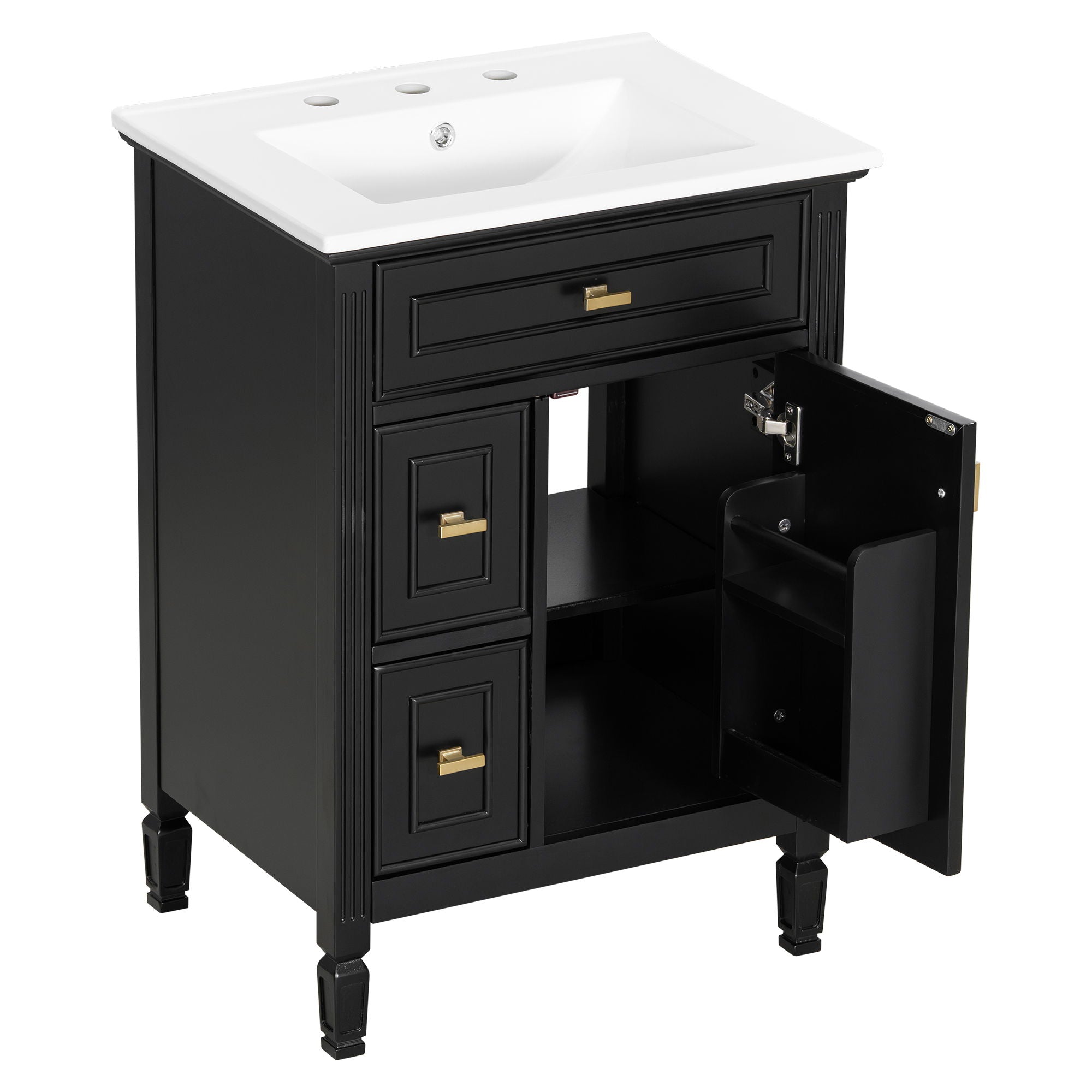 Modern Bathroom Vanity With Sink, Flip Drawer, 2 Drawers, Adjustable Shelf