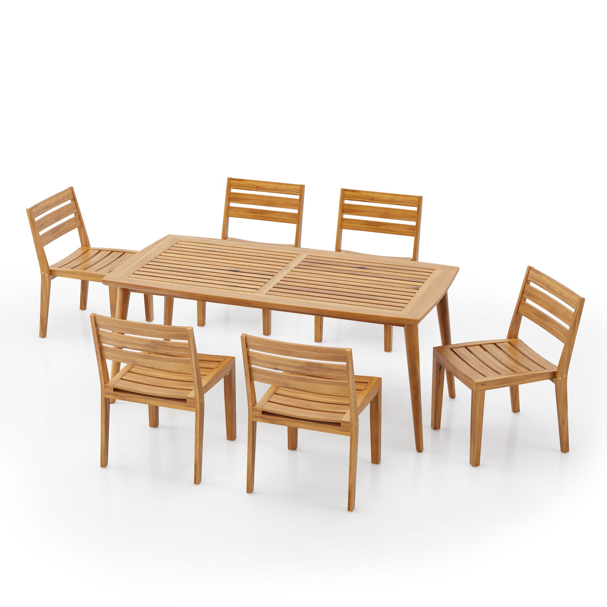 Outdoor 7 Pieces Rustic Patio Dining Set - Teak