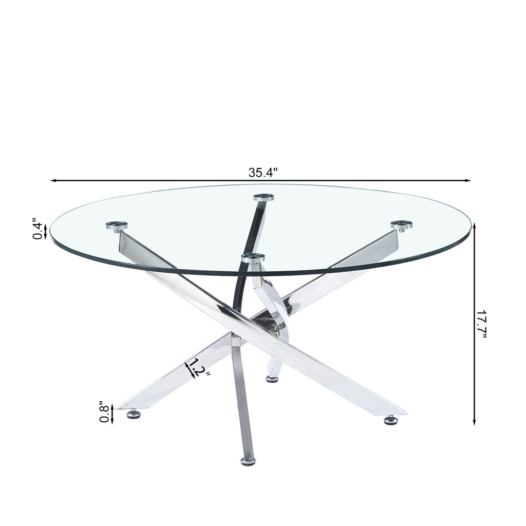 Modern Round Tempered Glass Table With Legs