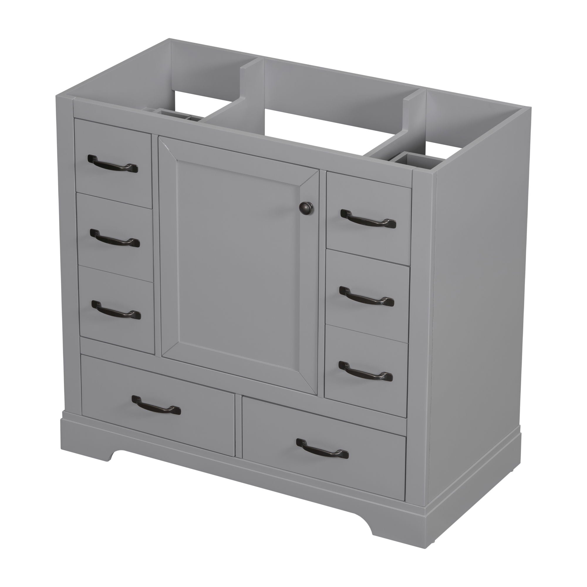 Modern Bathroom Vanity Base Only, 6 Drawer Storage With Adjustable Shelf