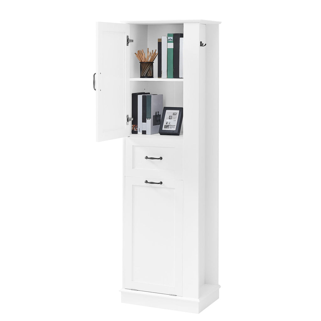 Modern Tall Storage Cabinet With Tilt-Out Compartment, Adjustable Shelves