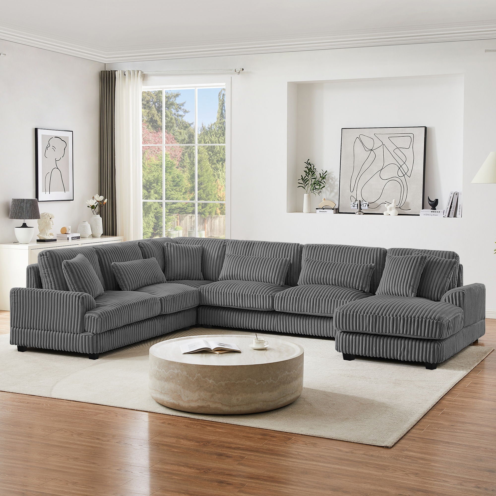 Oversized Sectional Sofa U - Shaped Sofa Couch Modern Sofa Upholstered In Soft With A Chaise Lounge For Living Room