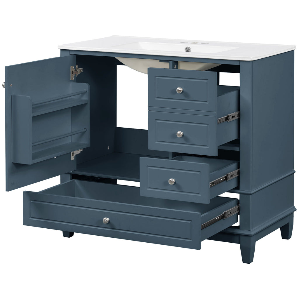 Modern Bathroom Vanity With Sink, 3 Drawers & Cabinet