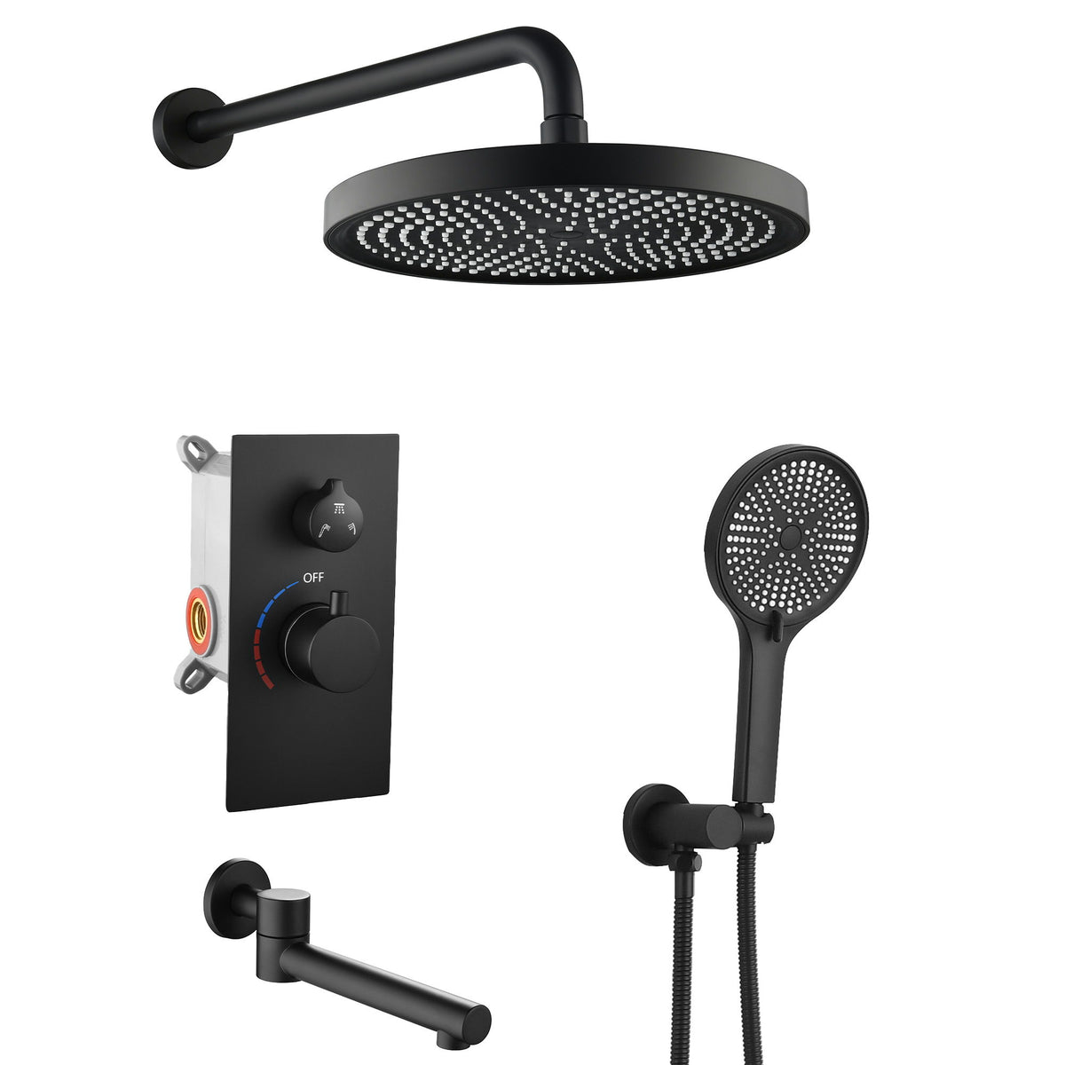 10" Shower System Set With Control Valve And Overhead Shower