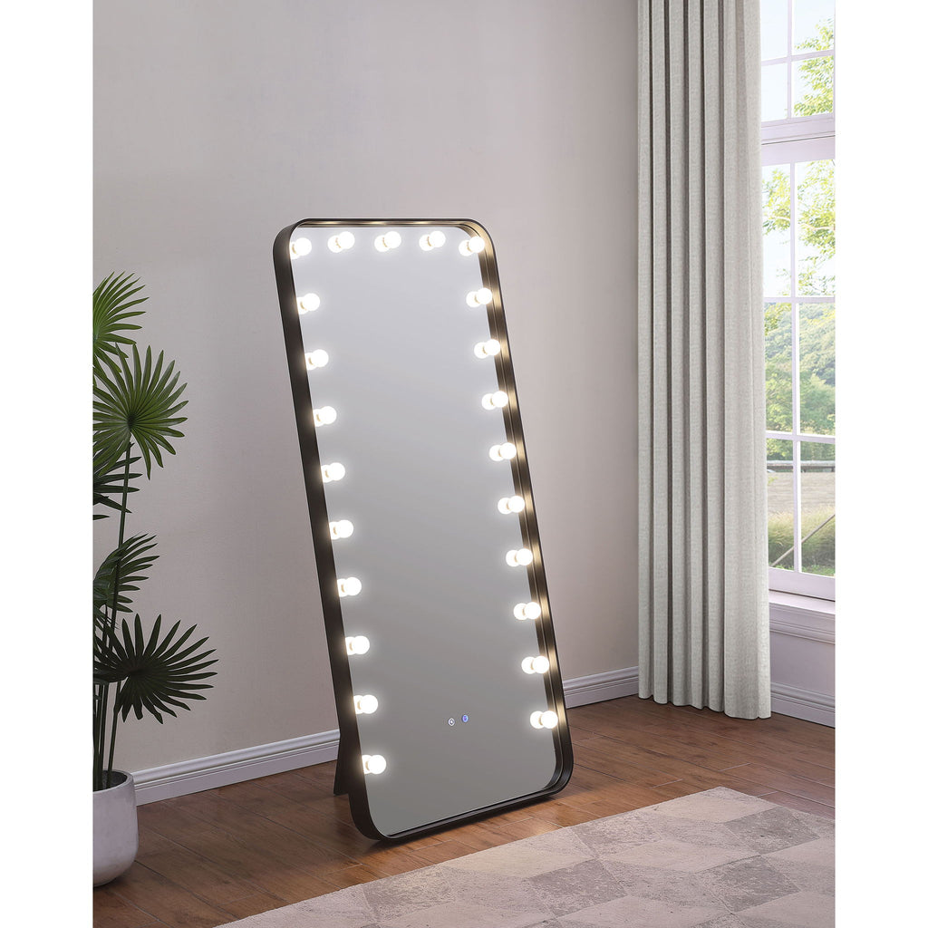 Villancourt - LED Standing Mirror With Speakers - Black