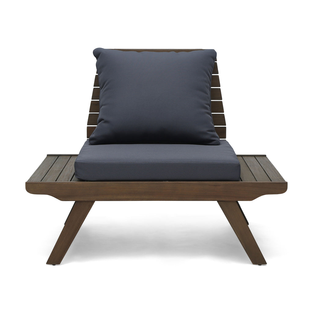 Aticus - 4 Person Outdoor Seating Group With Cushions, Slatted Club Chair - Dark Gray