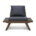 Aticus - 4 Person Outdoor Seating Group With Cushions, Slatted Club Chair - Dark Gray